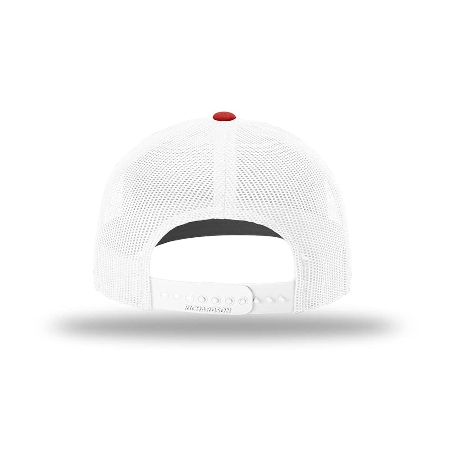 Richardson - Adjustable Snapback Trucker Cap - 112 - Red/ White - Size: OSFM