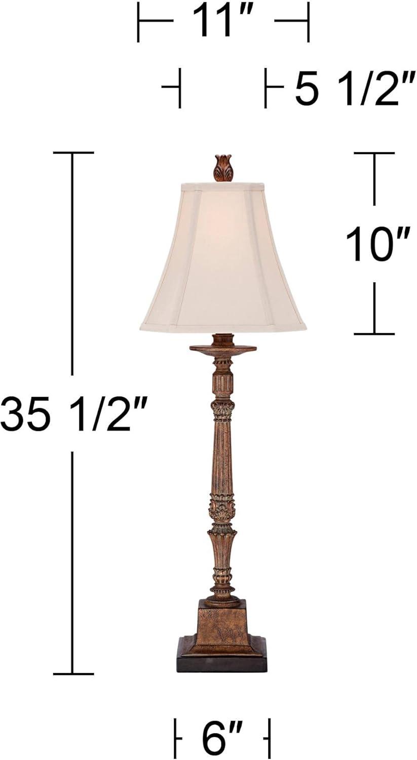 Regency Hill Thornewood 35 1/2" Tall Large Traditional End Table Lamp Brown Single Beige Shade Console Living Room Bedroom Bedside Nightstand House