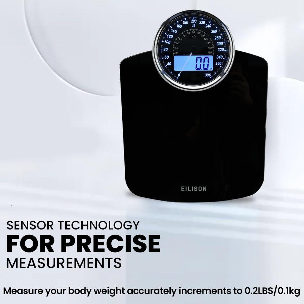 Eilison Black Digital and Analog Floor Scale with LED Display