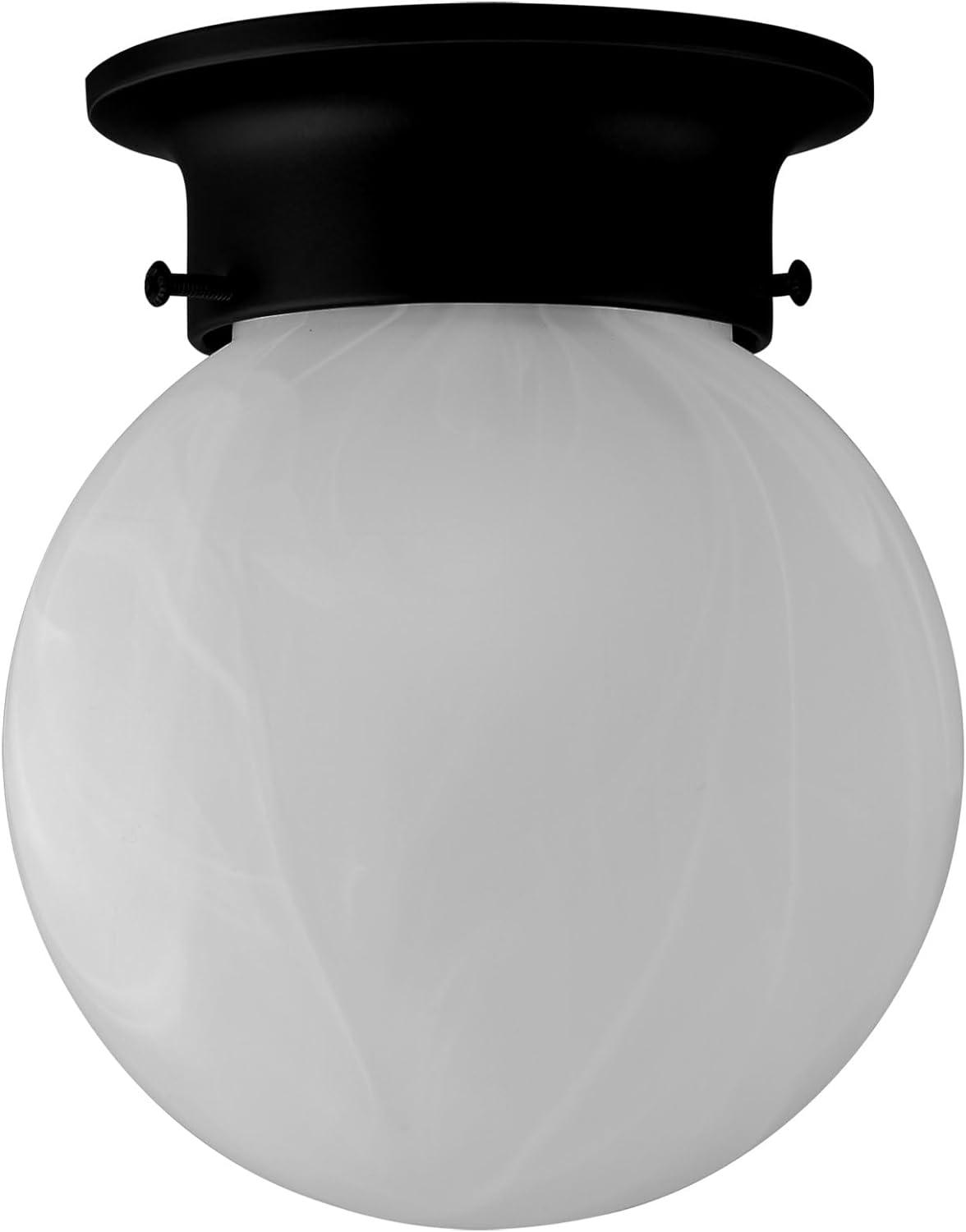 Matte Black Modern Globe Ceiling Light with Alabaster Glass Shade