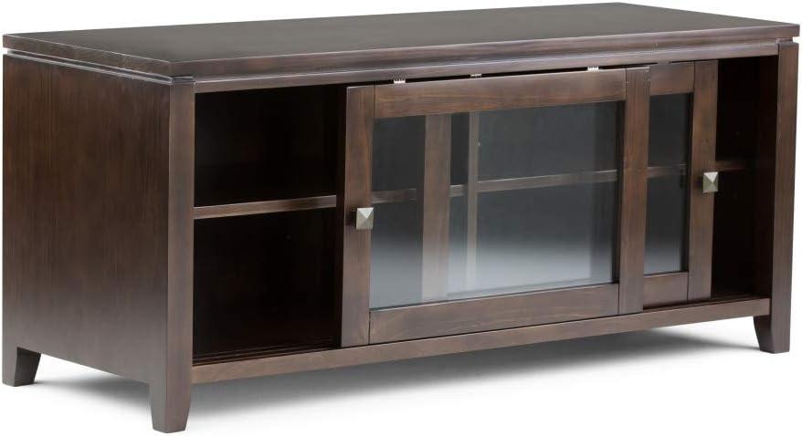 Simpli Cosmopolitan Wood 48"W TV Media Stand For TVs upto 50" in Mahogany Brown