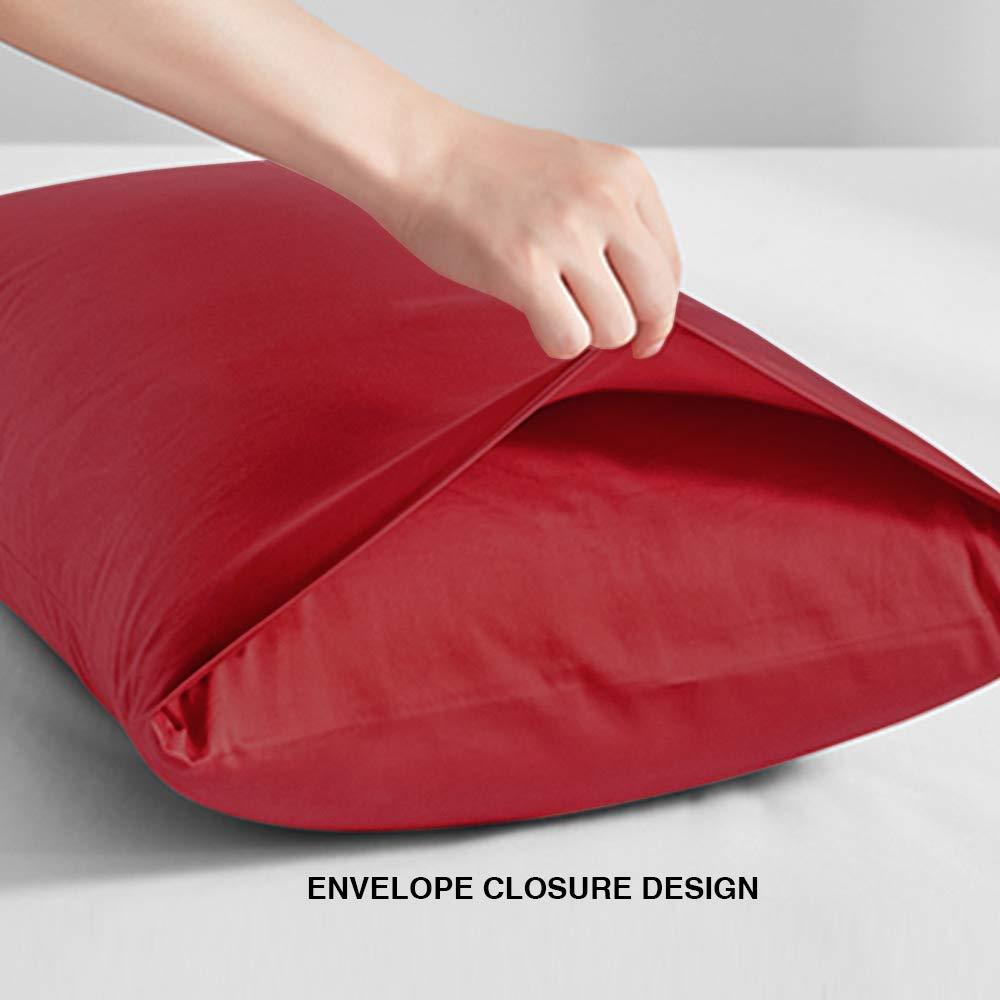 Microfiber Queen - Envelope - 20 x 30 Red Pillowcase Set by Bare Home