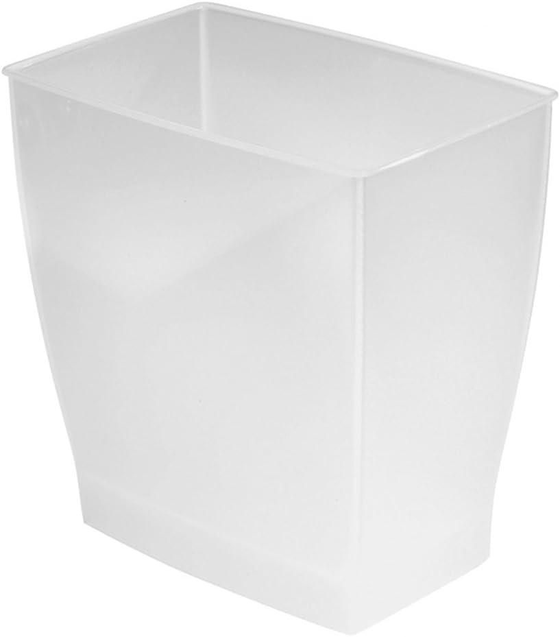 iDesign Mono Spa Rectangular Trash Can, Waste Basket, 2.5 Gallon, Frost