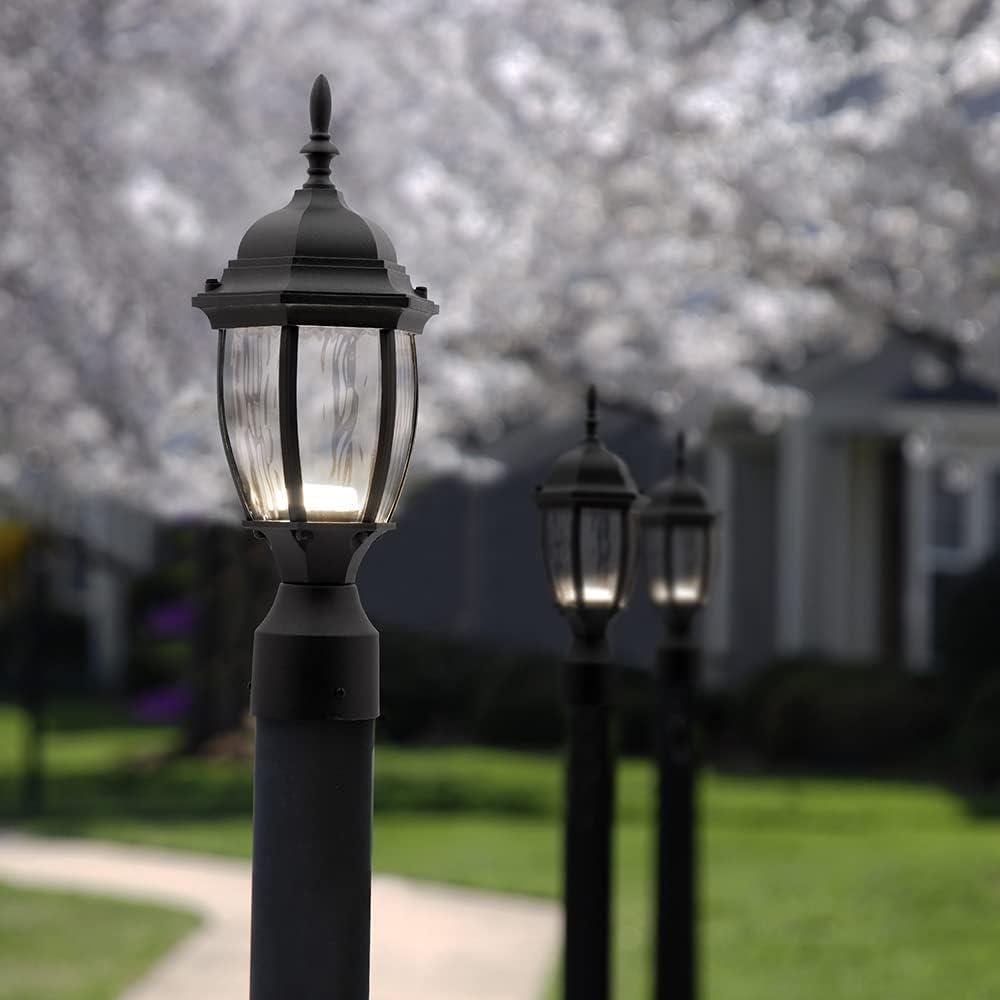 Maxxima LED Outdoor Post Light Pole Lantern with Water Glass, 900 Lumens, 3000K Warm White