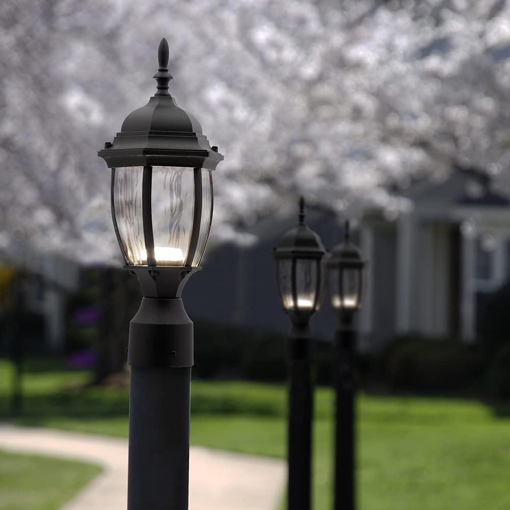 Maxxima LED Outdoor Post Light Pole Lantern with Water Glass, 900 Lumens, 3000K Warm White