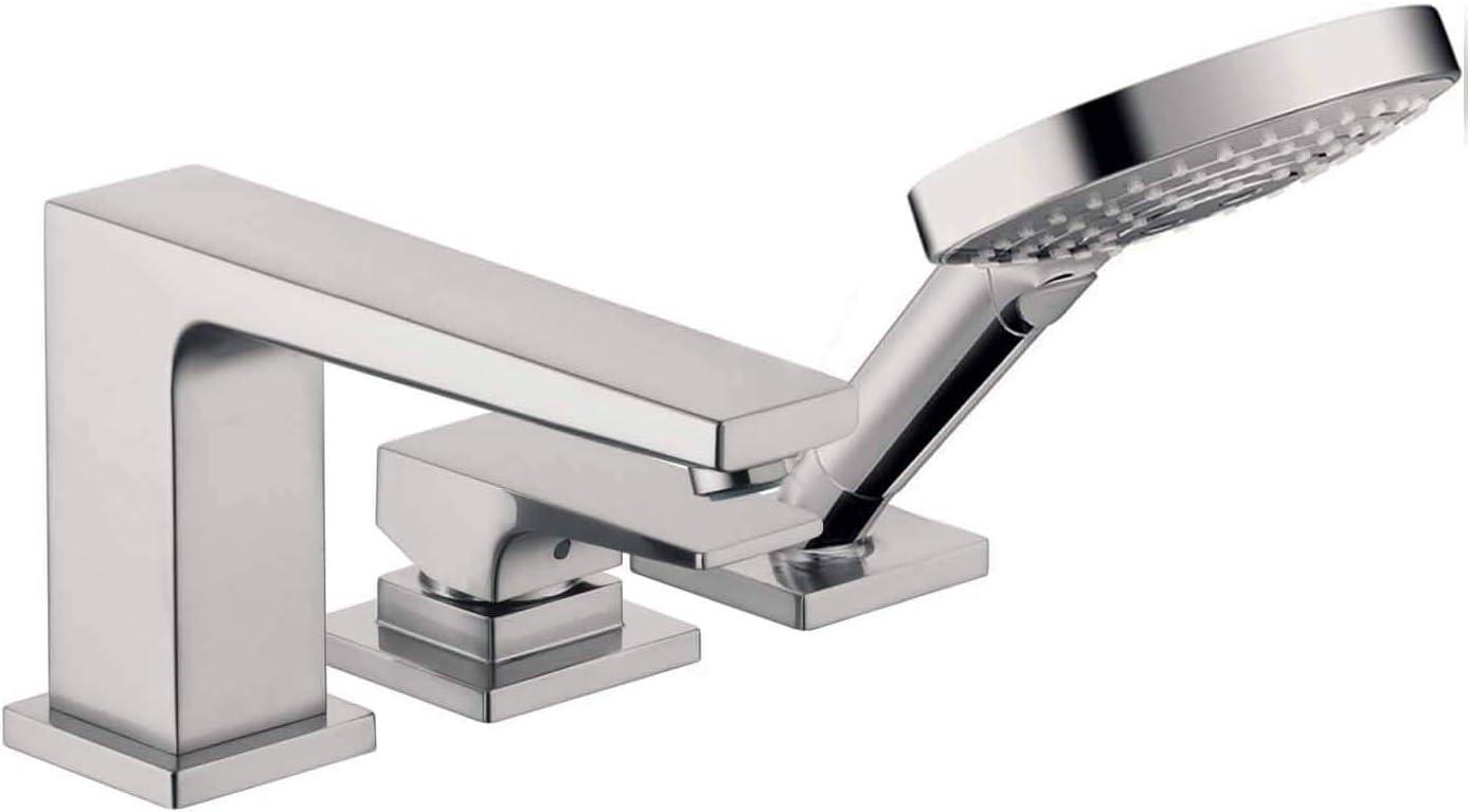 EcoLux Modern Brushed Nickel Deck Mounted Tub Faucet with Handshower
