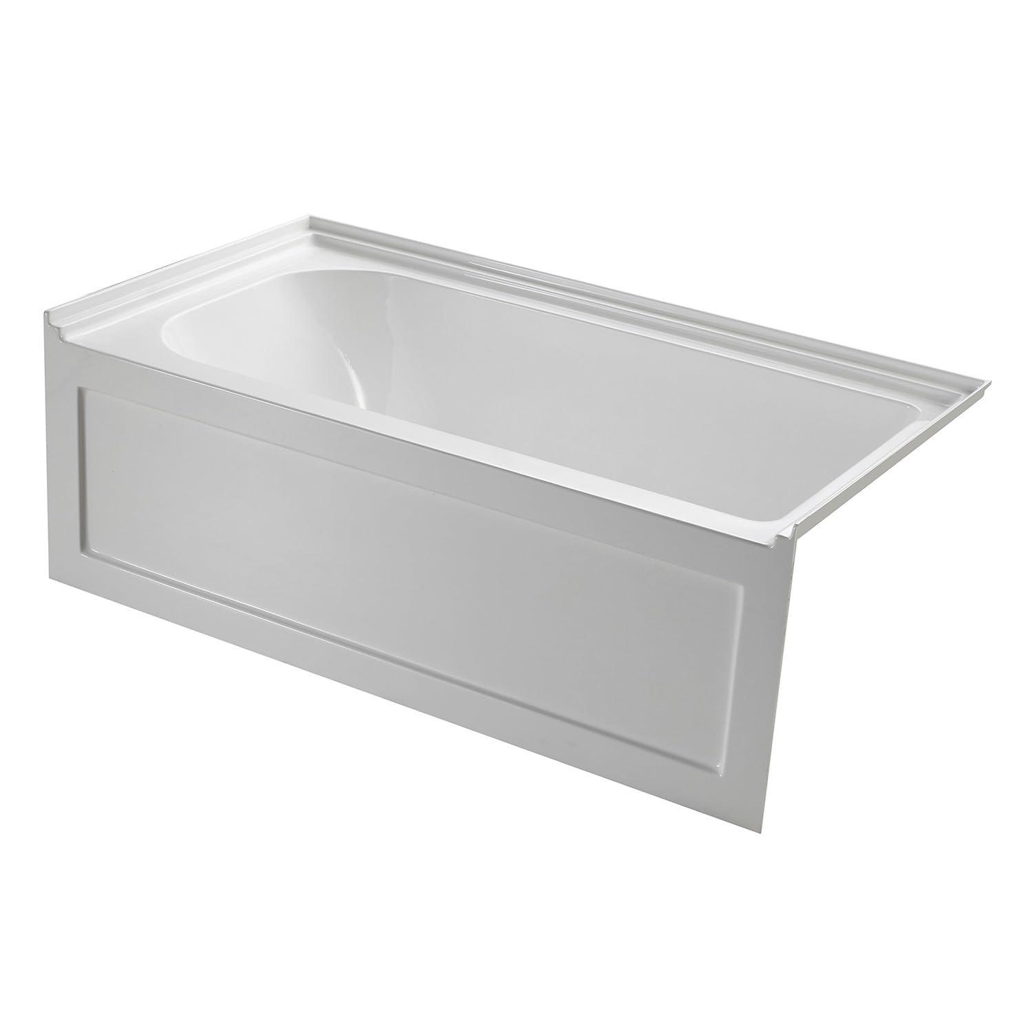 Kingston Brass Aqua Eden 60-Inch Acrylic Rectangular 3-Wall Alcove Tub with Anti-Skid Surface