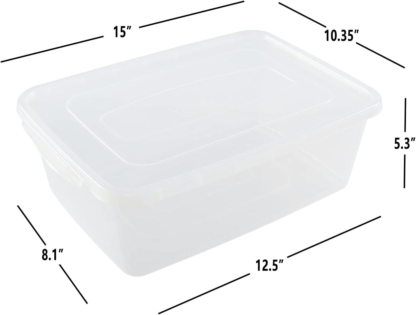 Clear Stackable Plastic Lidded Storage Boxes, 14 Quarts, 4-Pack