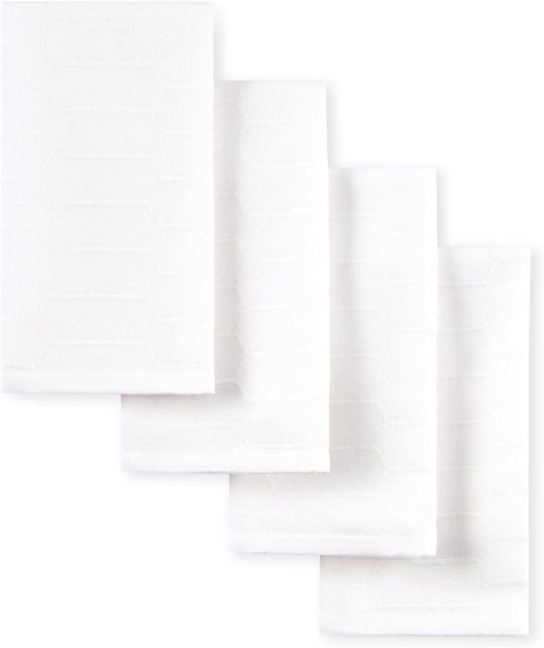 MARTHA STEWART Honeycomb Modern Farmhouse Napkin 4-Pack Set, White, 19"x19"