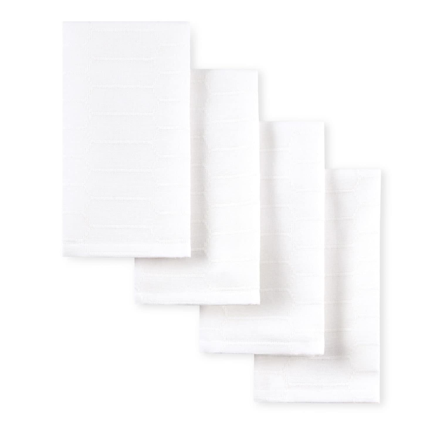 MARTHA STEWART Honeycomb Modern Farmhouse Napkin 4-Pack Set, White, 19"x19"