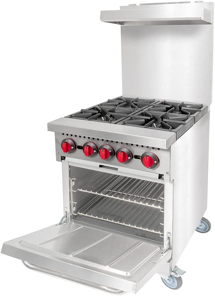 MoTak 24" Stainless Steel Commercial Gas Range with Standard Oven