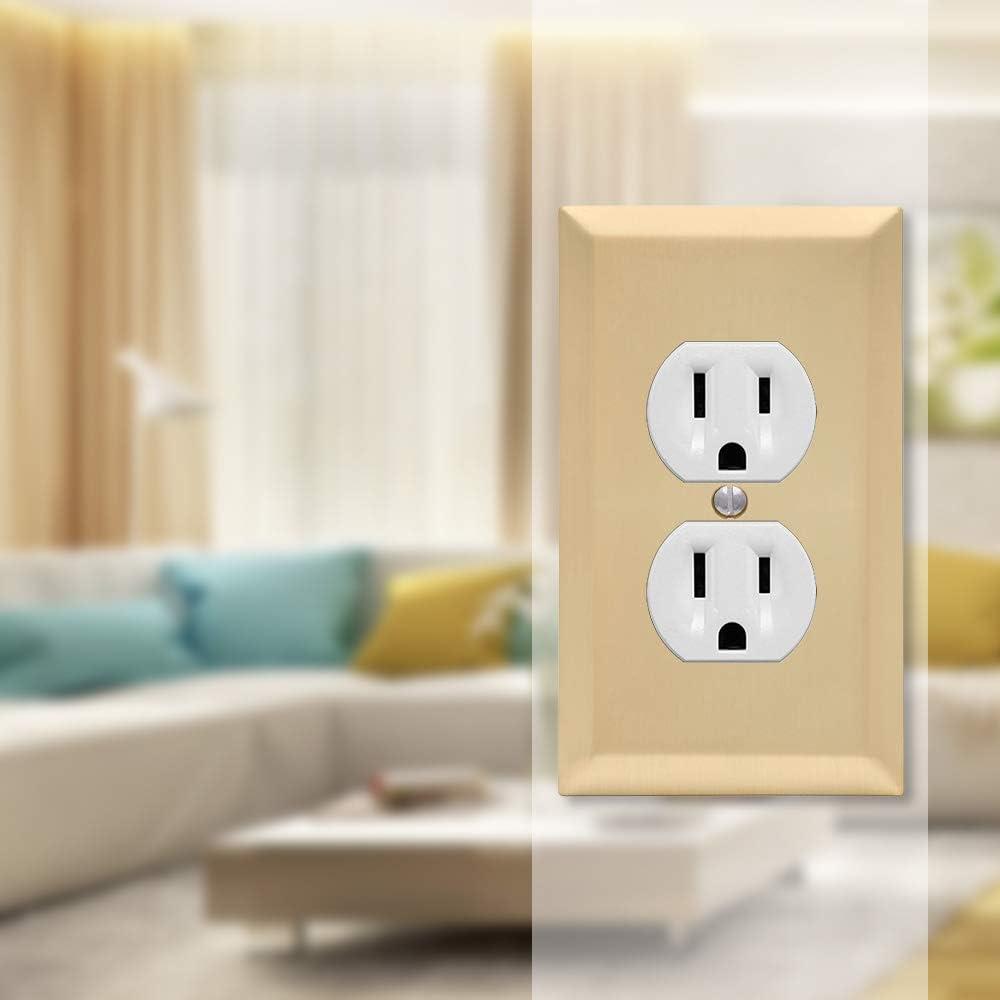 Amerelle Century Satin Brass 1 gang Stamped Steel Duplex Outlet Wall Plate 1 pk