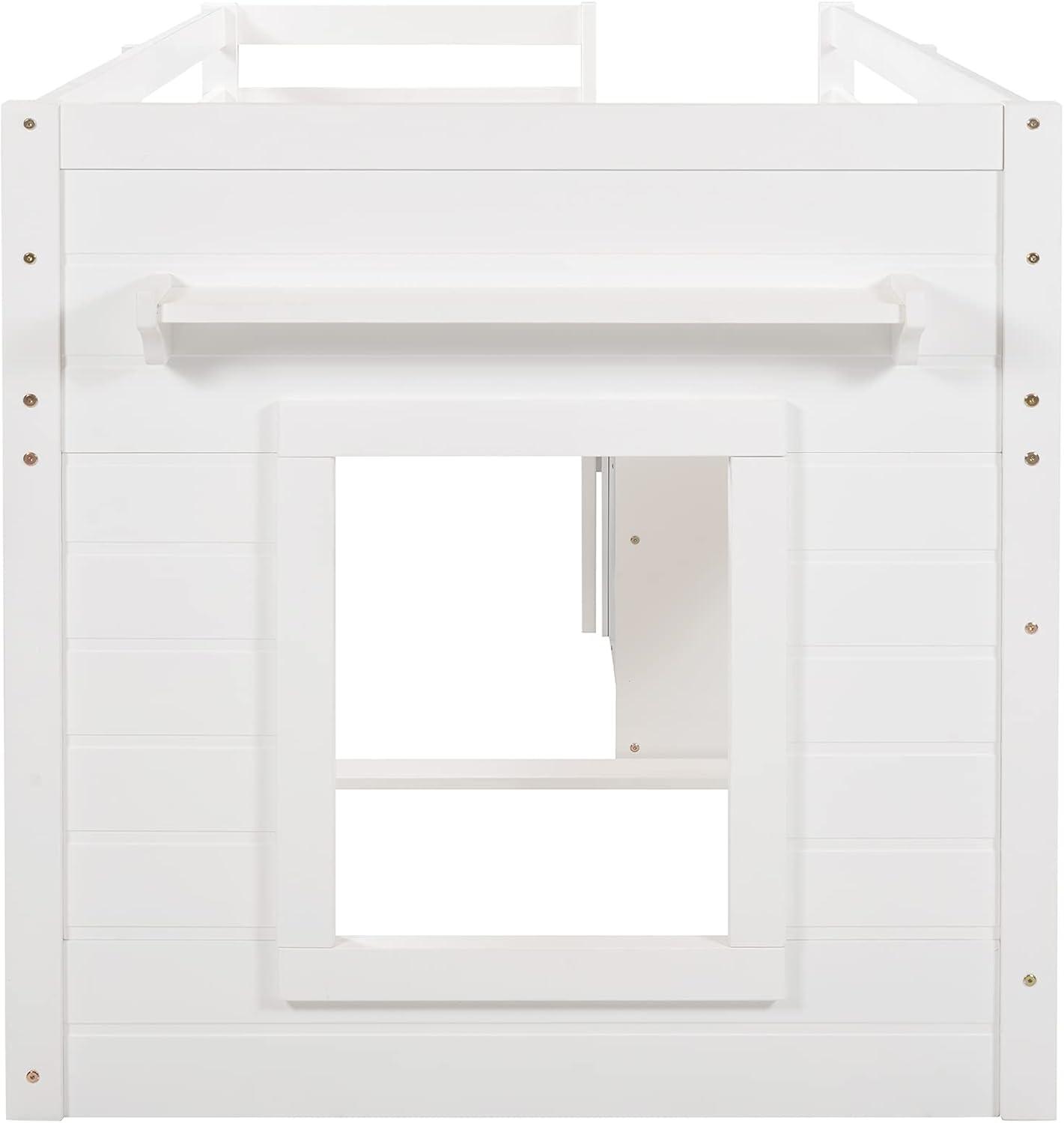 Harper & Bright Designs Low Loft Beds with Storage Drawers, Wooden Twin Loft Bed with Cabinet and Bedside Tray, Kids Loft Bed for Girls & Boys (Twin, White)