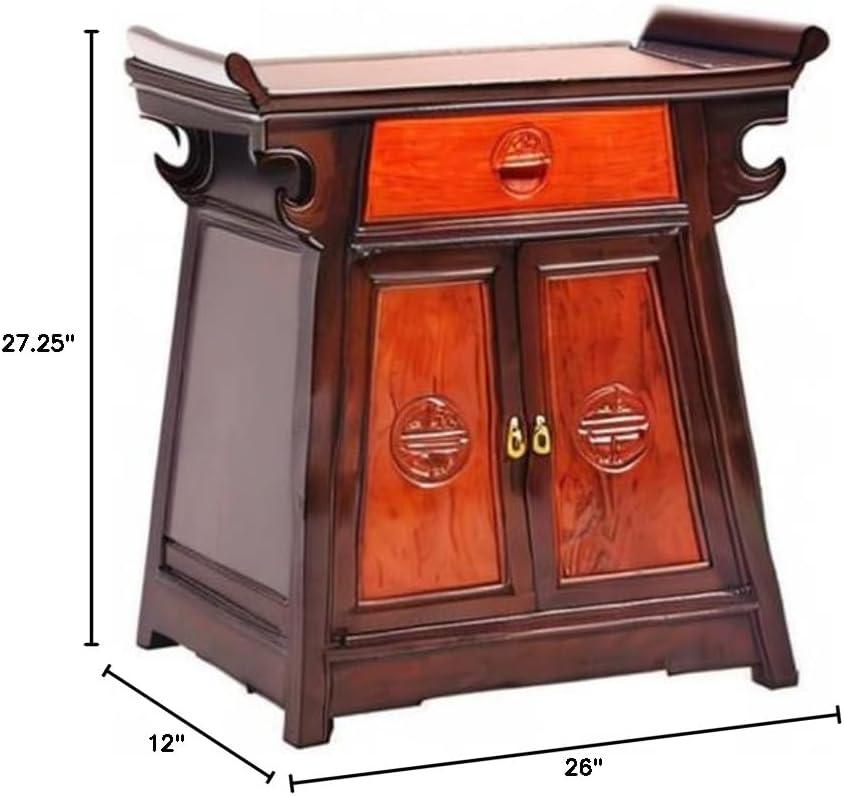 Oriental Furniture Rosewood Altar Cabinet, Two-Tone, 27.50"H