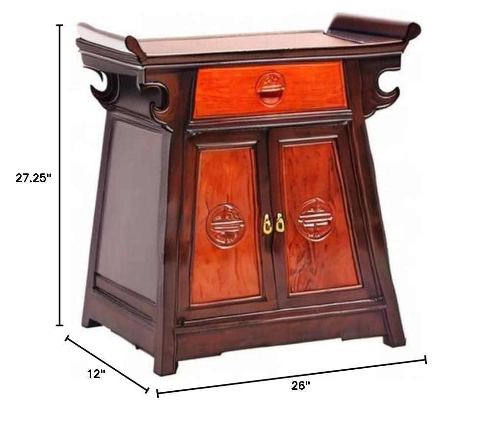 Oriental Furniture Rosewood Altar Cabinet, Two-Tone, 27.50"H