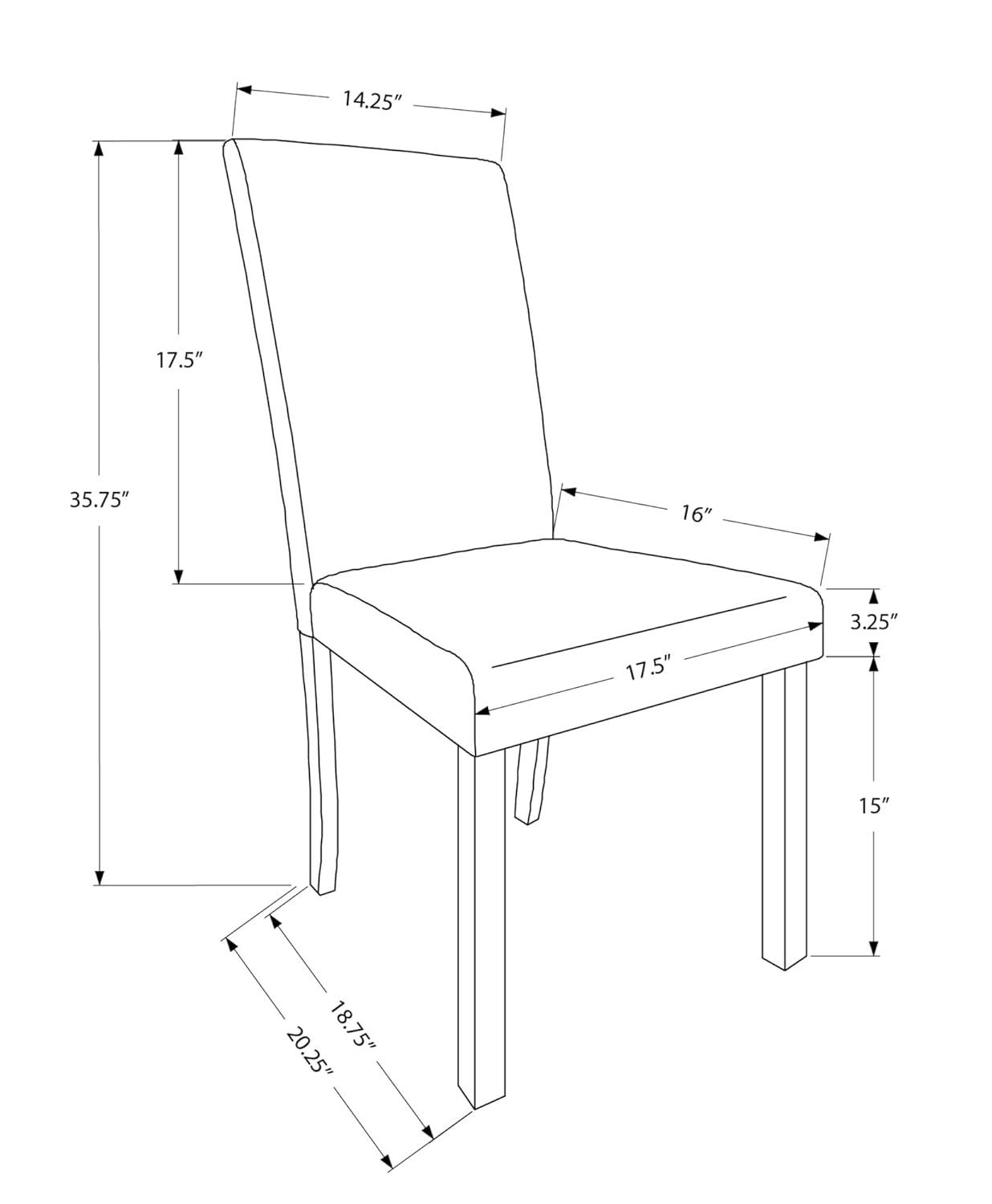 Monarch Specialties Dining Chair, Set Of 2, Side, Kitchen, Dining Room, Brown PU, 35.75" H, Indoor