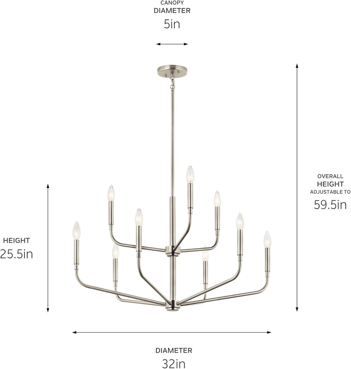 Brushed Nickel 9-Light 2-Tier Modern Chandelier