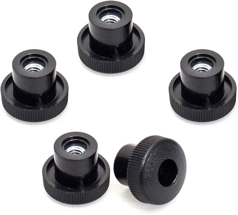 Black Polymer Round Knobs with Steel Insert, 5-Pack