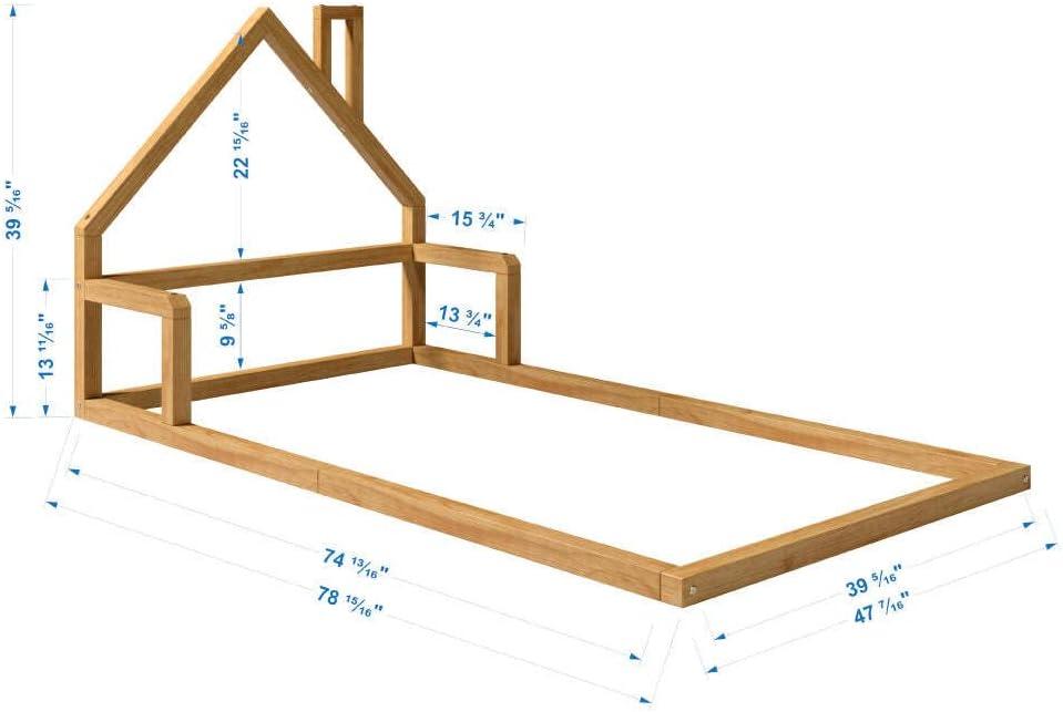 P'kolino Kid's Casita Twin Floor Bed-Montesori Inspired-Solid Wood, FSC Certified-Natural