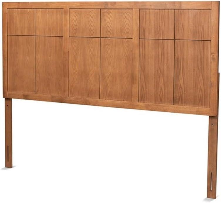 King Monroe Modern and Rustic Wood Headboard Walnut - Baxton Studio: Frame Mounted, 50" Height, No Box Spring Needed