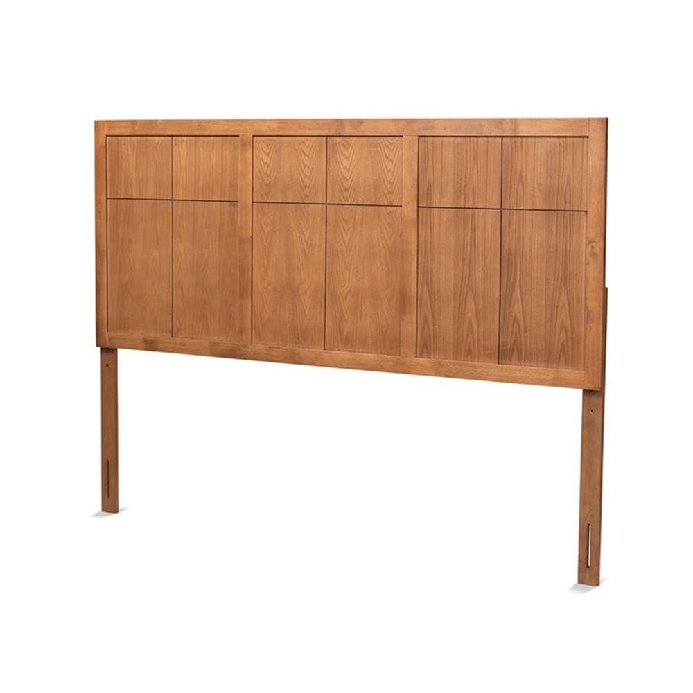 King Monroe Modern and Rustic Wood Headboard Walnut - Baxton Studio: Frame Mounted, 50" Height, No Box Spring Needed