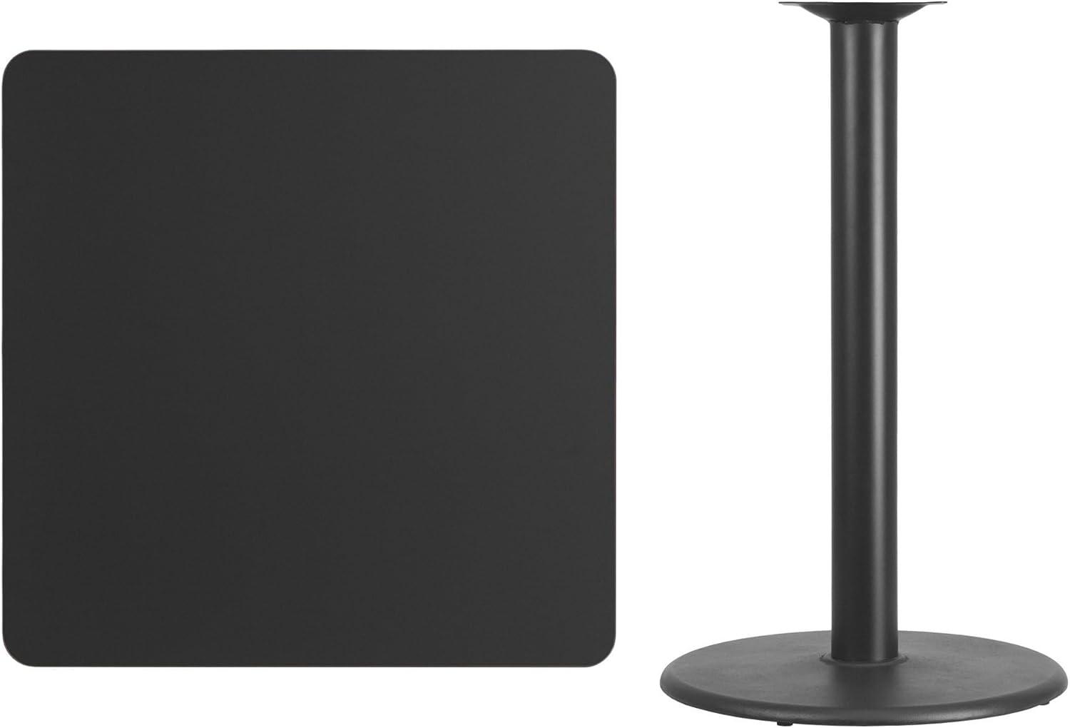 Contemporary 36'' Square Black Laminate Bar Height Table