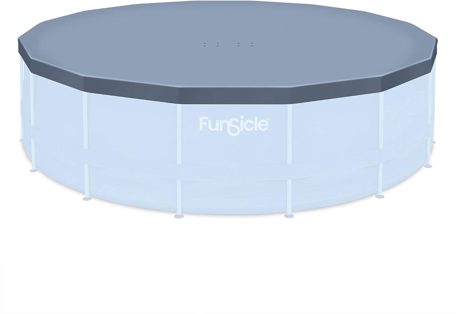 Funsicle 16ft Round Frame Seasonal Debris Above Ground Swimming Pool Cover with Drain Holes and Adjustable String Lock, Accessory Only, Gray