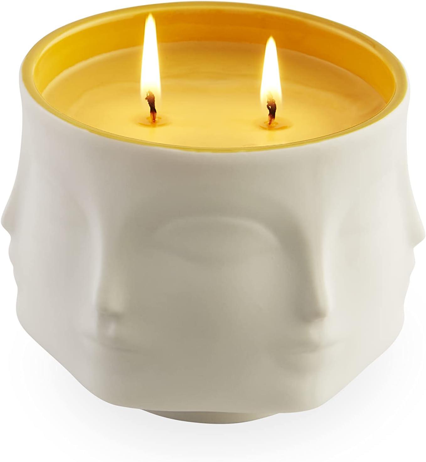 Jonathan Adler Muse Pink Grapefruit, White Grapefruit Rind, Green Vine Accords, Pink Freesia, And Passion Fruit Scented Designer Candle with Porcelain Holder