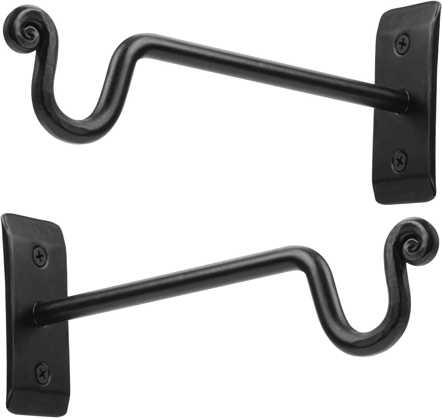 Terry 2 Pack of Cast Iron Wall Plant Hanger Outdoor, Bird Feeder, Planter - Black - Capacity 37.5lbs