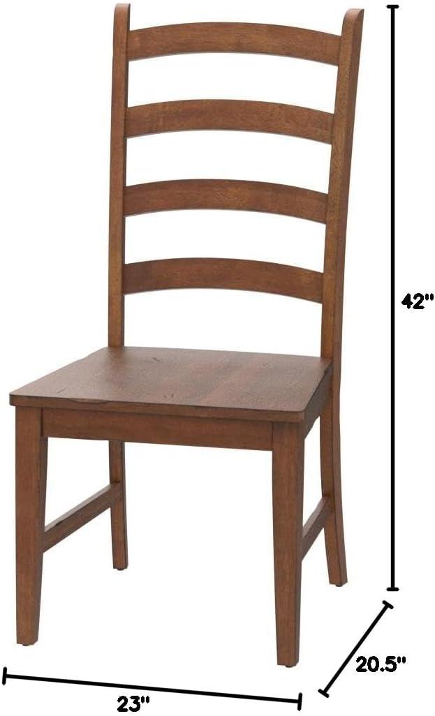 Amish Brown Wooden Ladderback Dining Side Chair