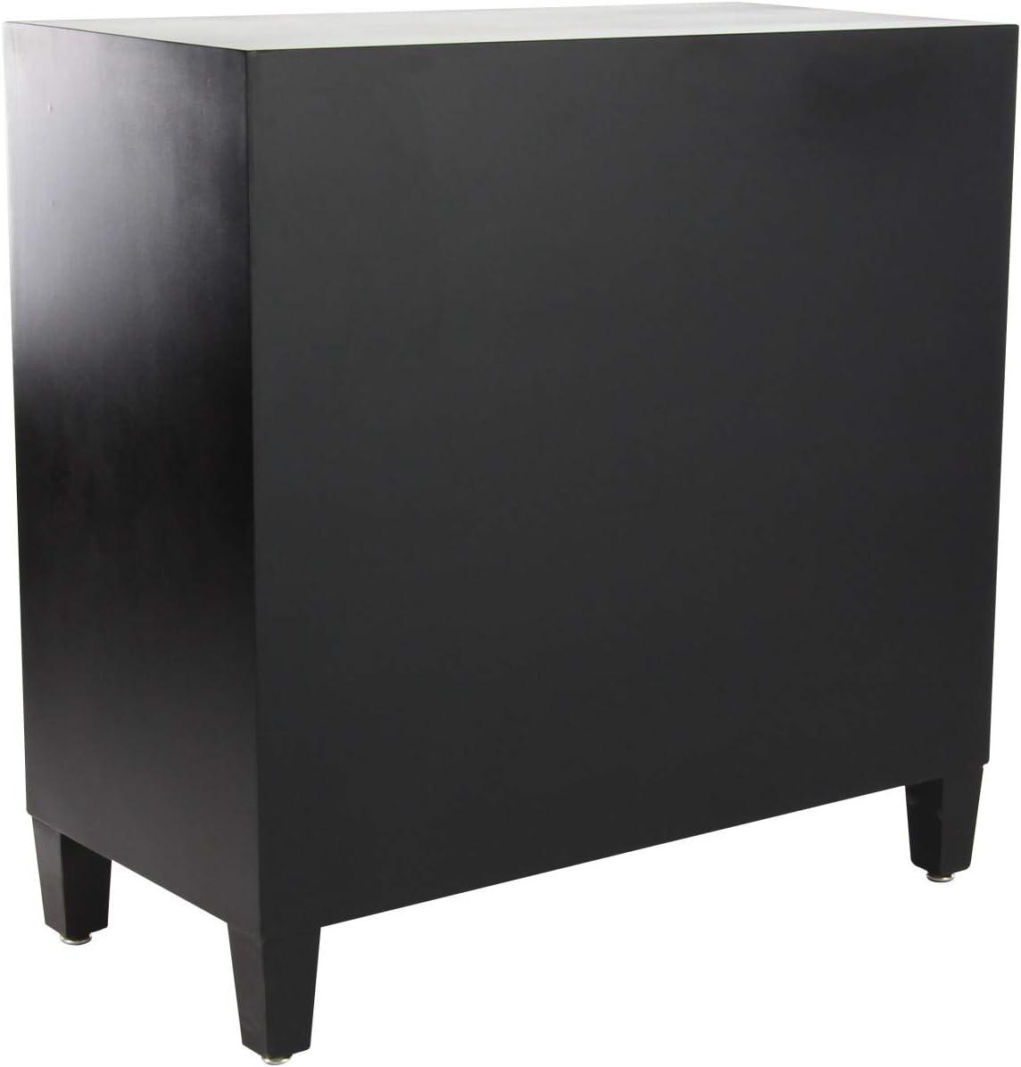 DecMode Black Modern Rectangular Wood Cabinet with Crescent Moon Pattern, 31"W x 32"H