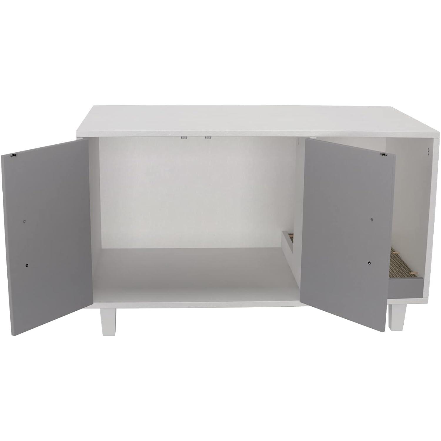 GDLF Pet Crate Cat Washroom Hidden Litter Box Enclosure  as Table Nightstand with Scratch Pad,Stackable