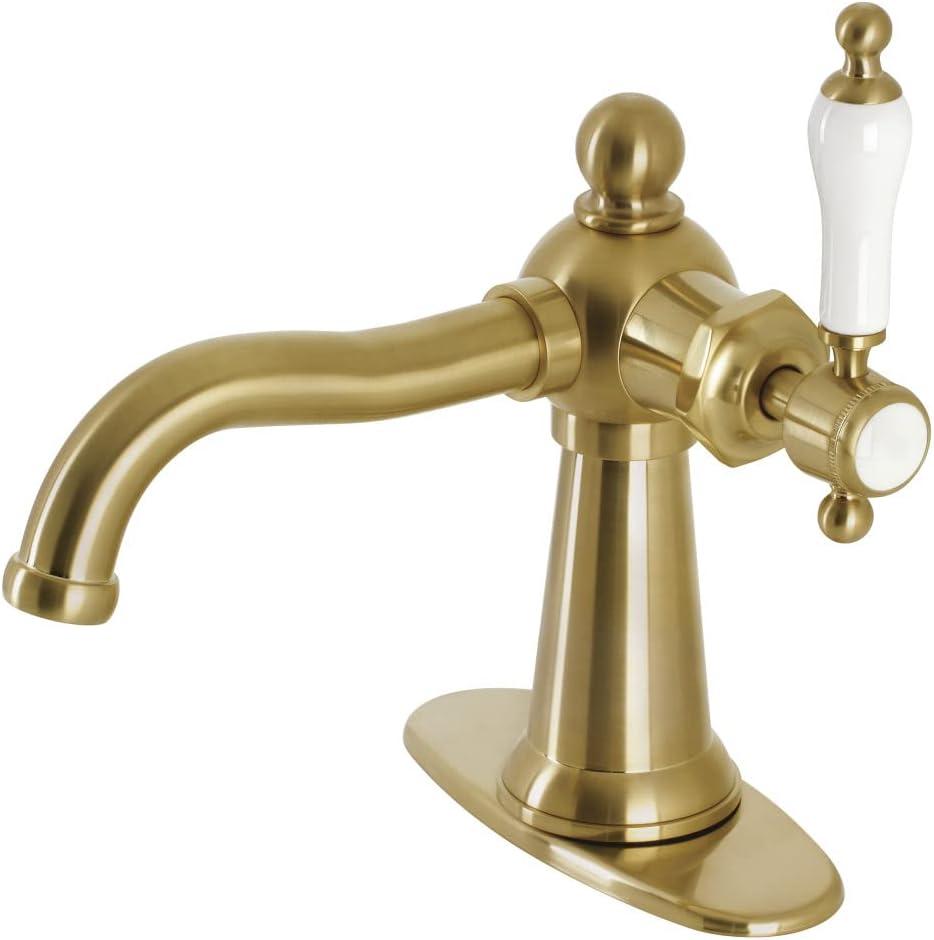 Kingston Brass KSD154KLBB Kingston Brass Nautical Single-Handle 1-Hole Deck Mount Bathroom Faucet with Push Pop-Up and Deck Plate