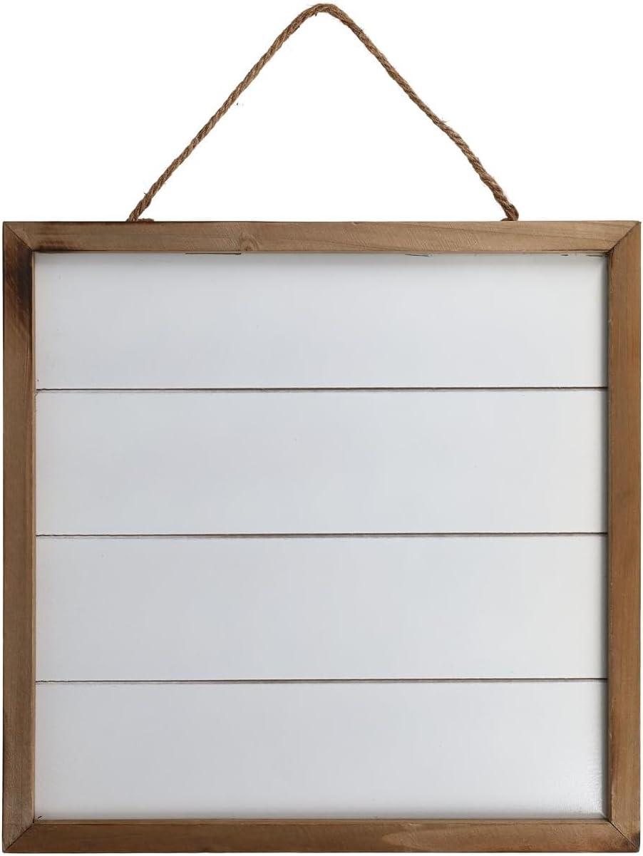 Hampton Art Rustic Frame Shiplap 16" x 16" White, easy to decorate, paint, embellish, stencil, and more, jute rope is attached to the reverse side for hanging