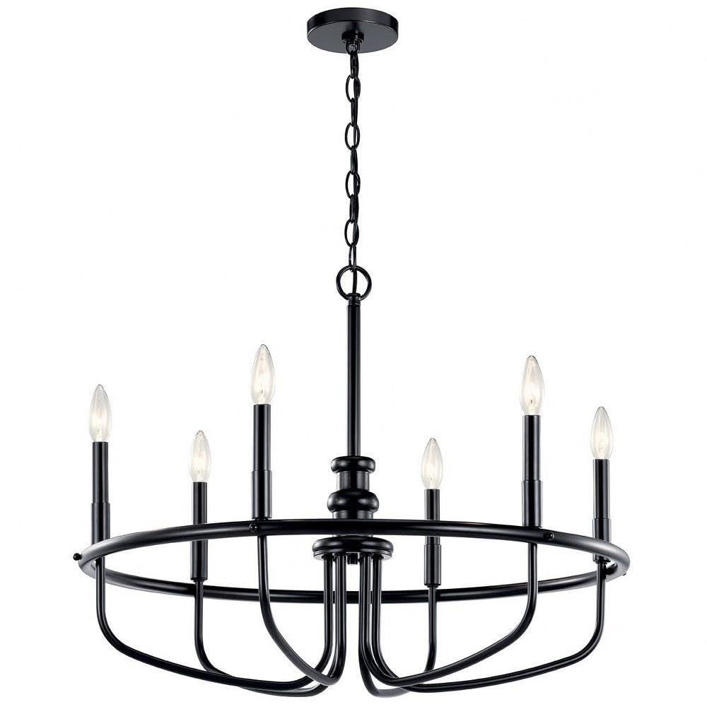 Capitol Hill Modern Black 6-Light Chandelier with Candle Sleeves