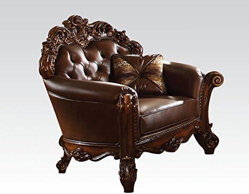 Vendome Cherry Faux Leather Handcrafted Chair with Pillow