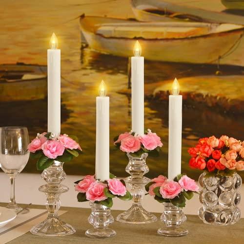 CANDLE CHOICE Flameless Taper Candles with Remote Timer 6” Tall Flicking Fake Battery Operated Electric LED Candlesticks for Candelabra Wedding Christmas Window Decorations Table Centerpieces 6 PCS