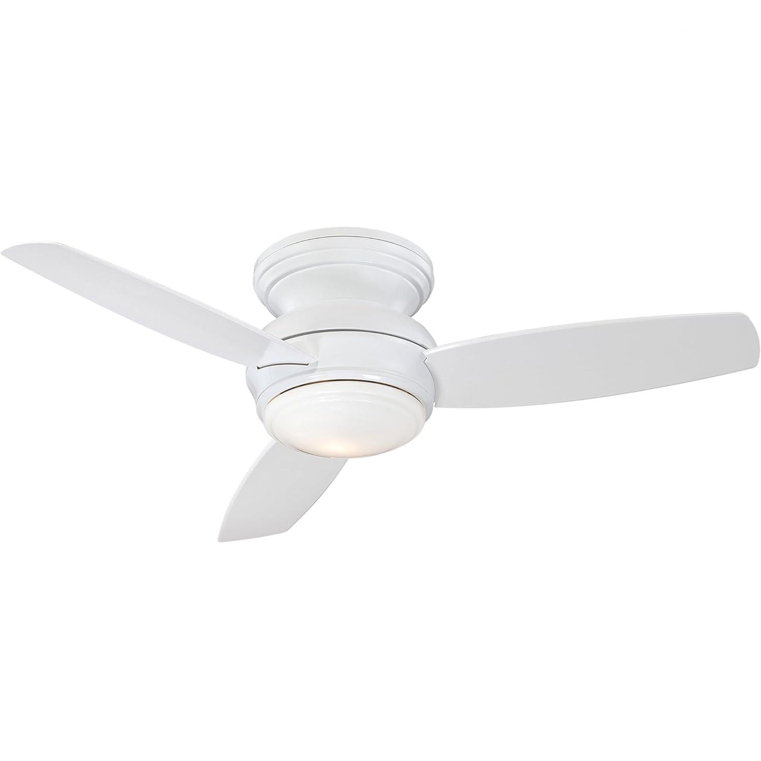 44" Minka Aire Vintage Hugger Outdoor Ceiling Fan with LED Light White Wet Rated for Patio Exterior House Porch Gazebo Garage Barn
