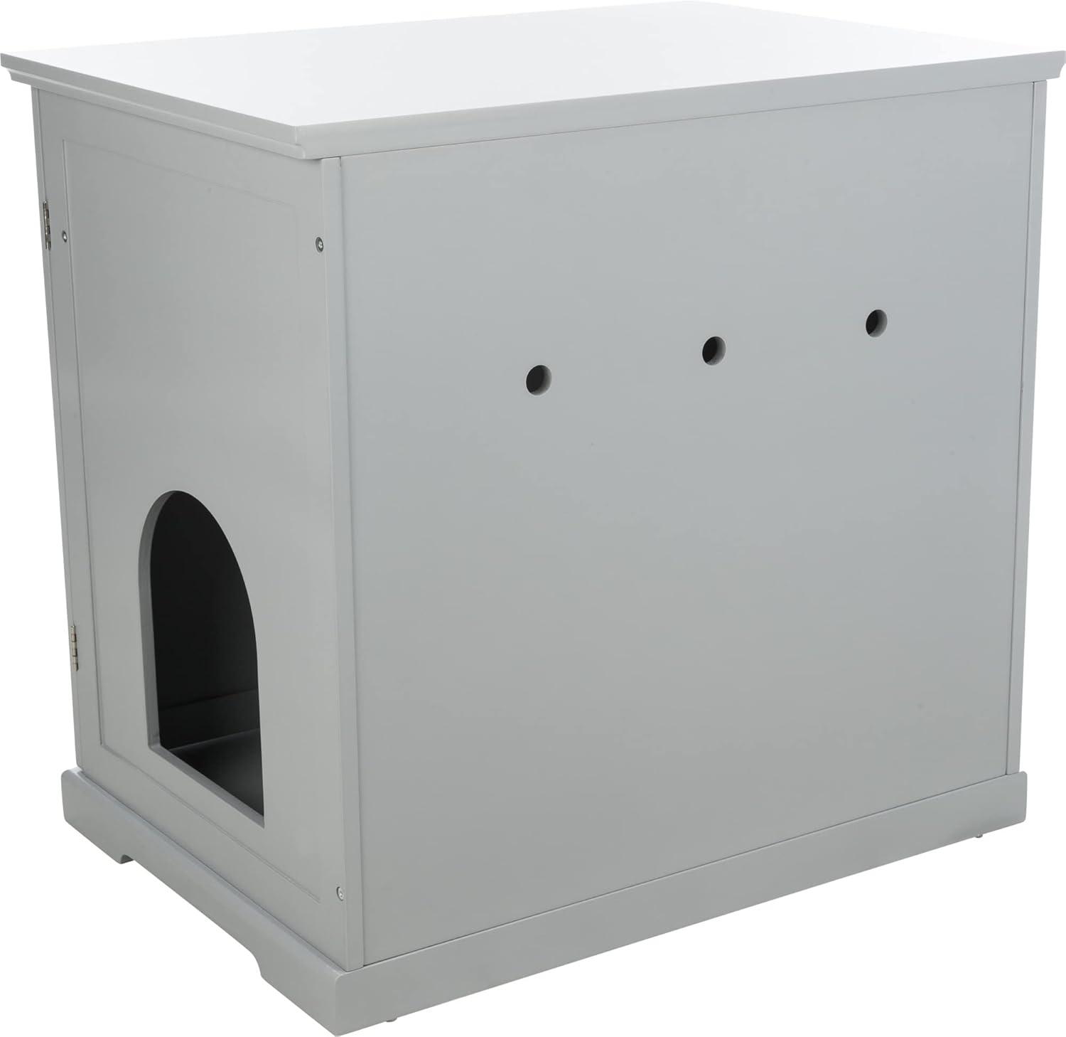 TRIXIE XL Wooden Litter Box Enclosure with Storage Drawer, for Large Size Litter Box, Gray