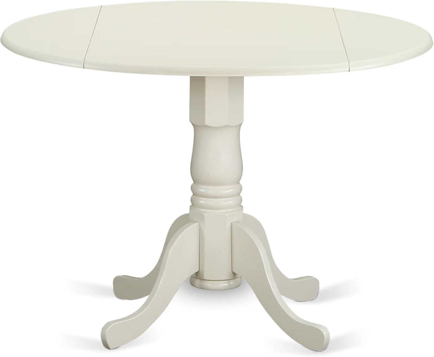 East West Furniture 3 Piece Dining Table Set Contains a Round Kitchen Table with Dropleaf