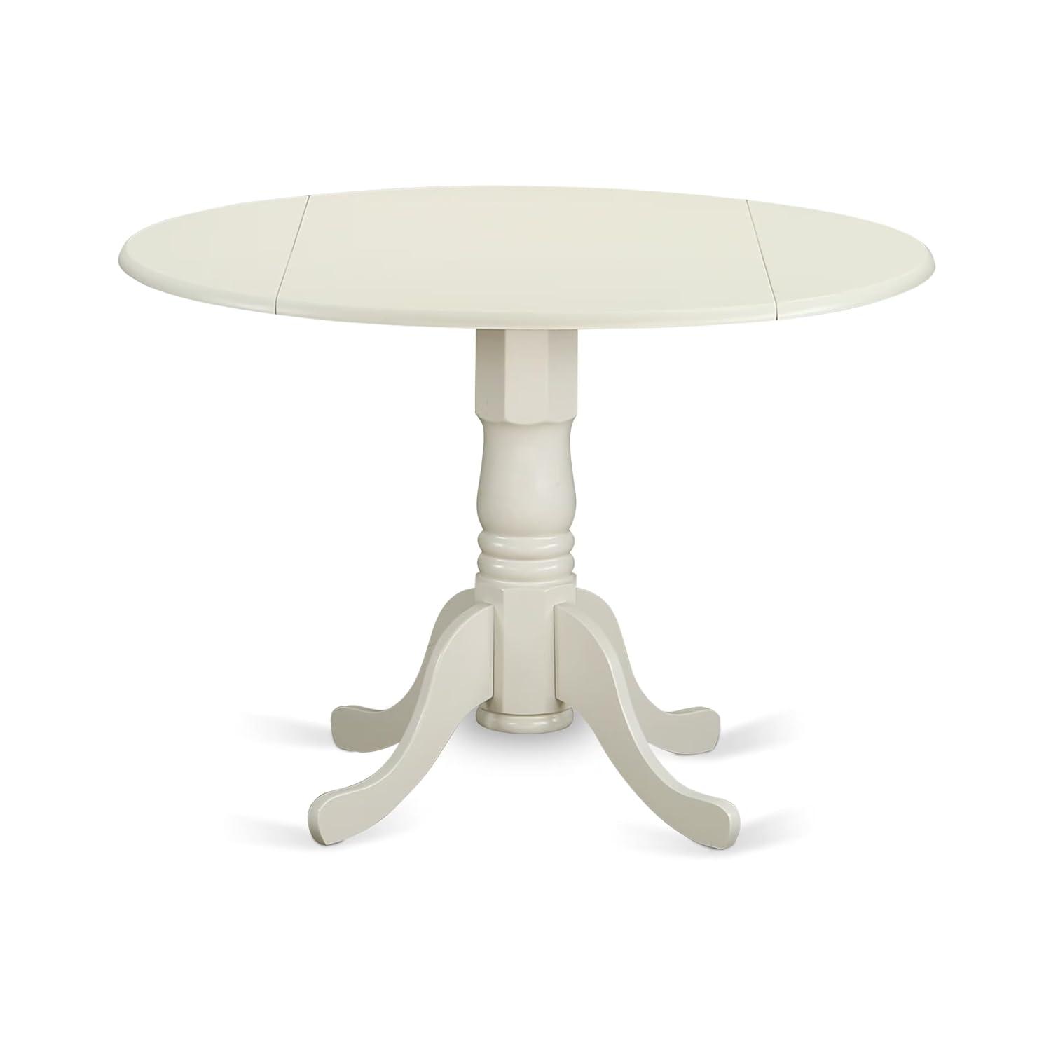 East West Furniture Dublin 3-piece Wood Dining Set with Linen Seat in White