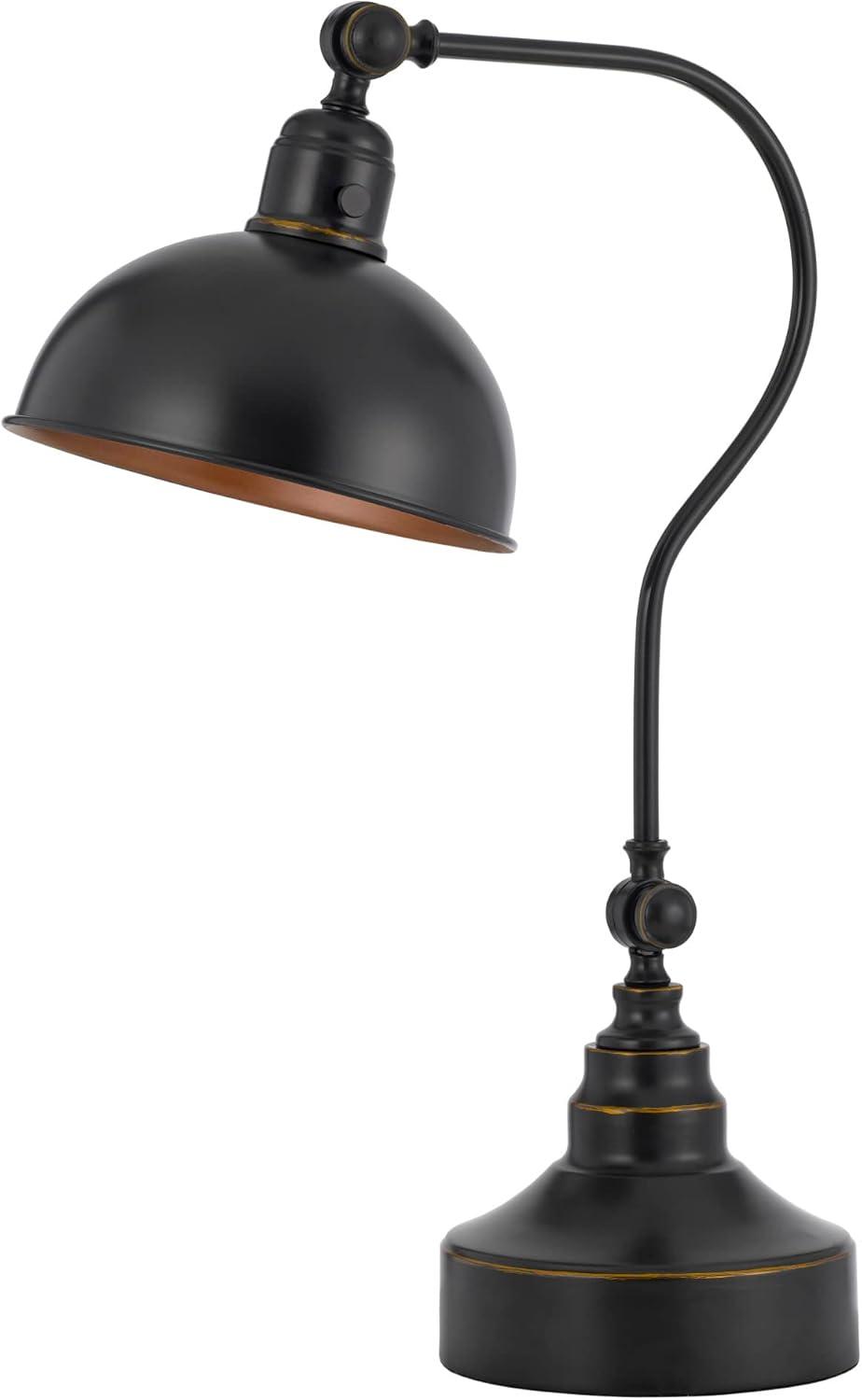 Industrial Dark Bronze Adjustable Arc Desk Lamp with Dome Shade