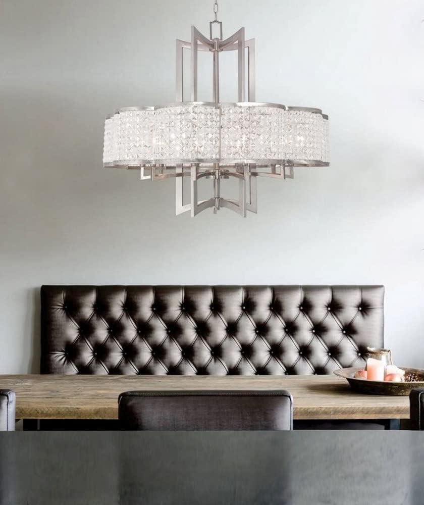 Brushed Nickel and Crystal 8-Light Chandelier