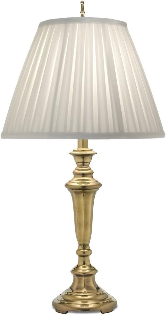 29" Burnished Brass Traditional Table Lamp with Silksheen Shade