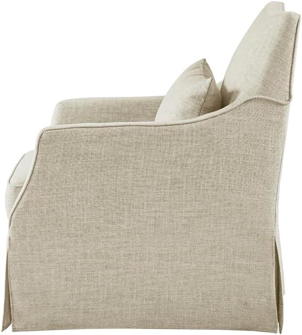 Martha Stewart London Upholstered Skirted Swivel Armchair with Lumbar Pillow