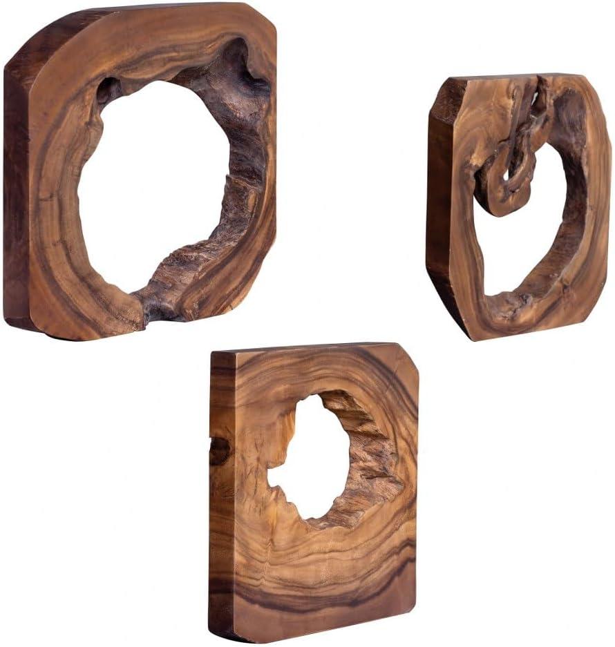 Adlai 12-Inch Brown Suar Wood Wall Art Set