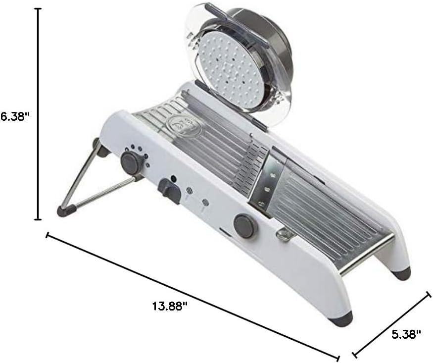 PL8 Professional Mandoline White: Dishwasher-Safe Kitchen Slicer, Stainless Steel Blade, 13.88" Width