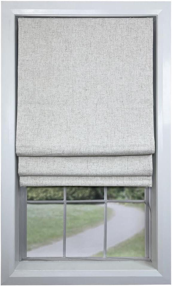 Versailles Augustus Cordless Roman Blackout Shades For Windows Insides/Outside Mount 40" x 63" Linen