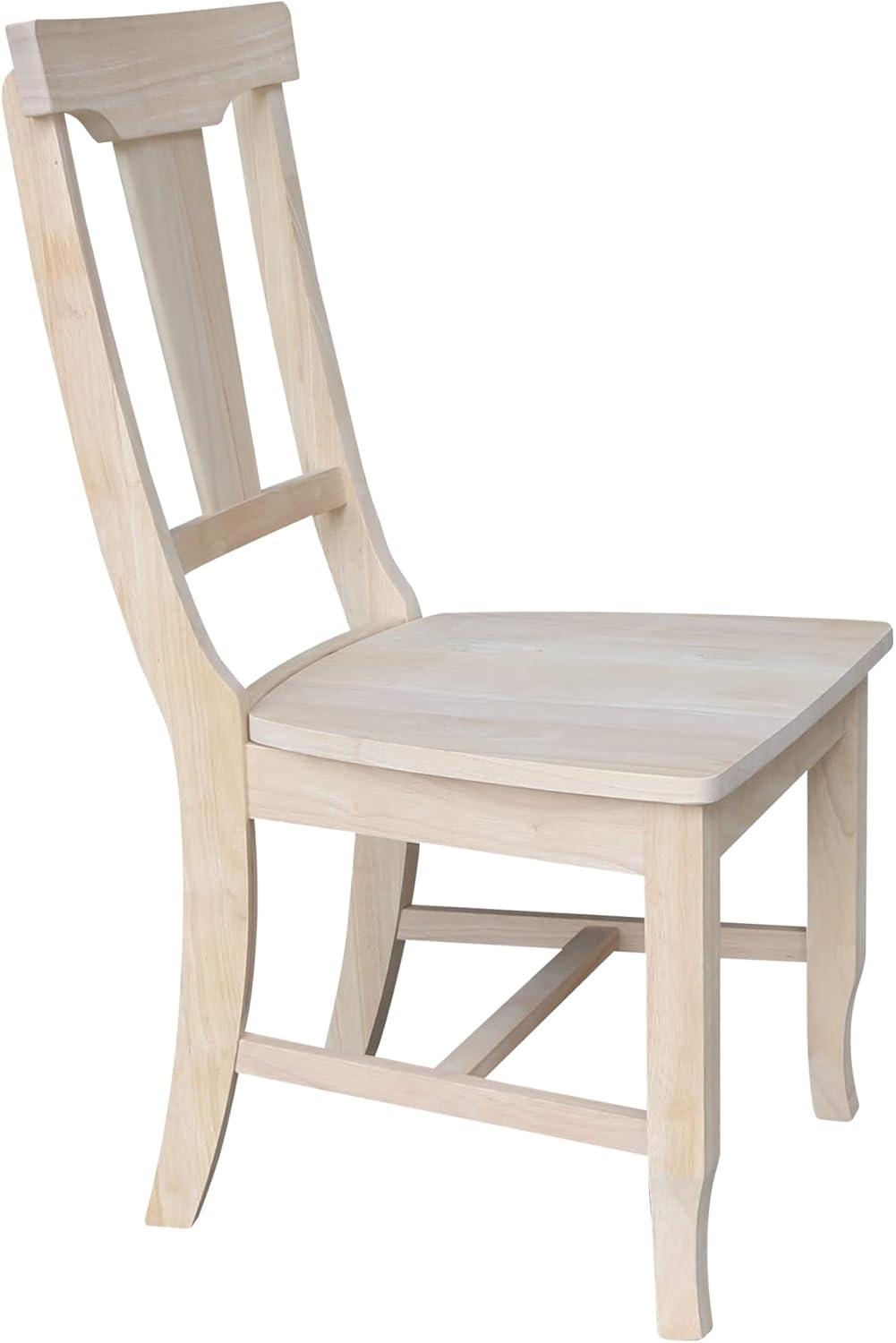 Set of 2 Panel Back Chair Unfinished - International Concepts: Solid Wood, Rubberwood Legs, Armless