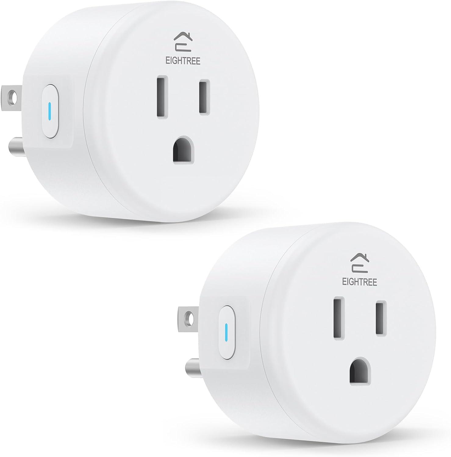 EIGHTREE Smart Plug 2025 Upgrade to 15A, Bluetooth & Wi-Fi Outlet Plug Dual Connection, Voice Control, Remote Control Outlet Timer Indoor, Smart Plugs That Work with Alexa & Google, 2.4GHz Wi-Fi Only